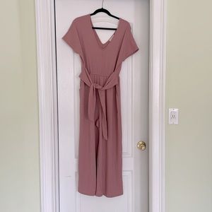 Anthropologie Shirley Textured Jumpsuit in pink